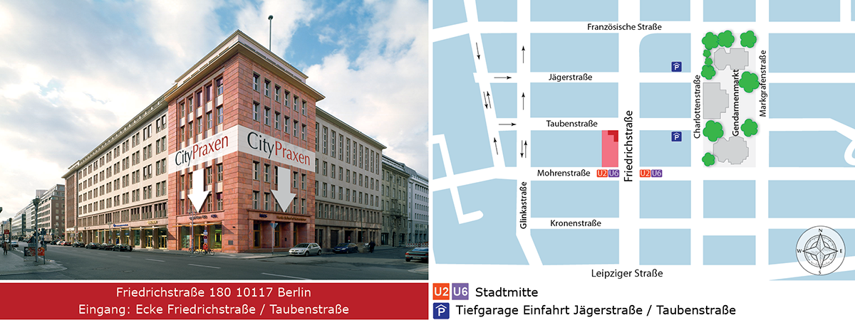 Karte, Anfahrt, Eingang CityPraxen Berlin